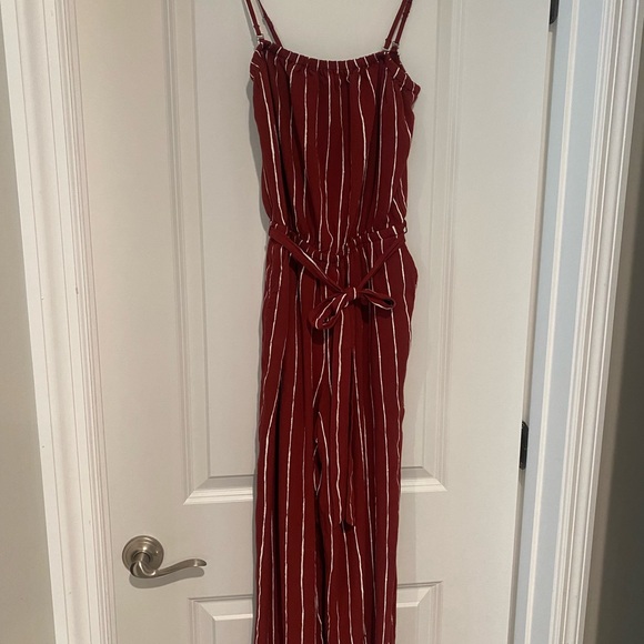 Abercrombie & Fitch Burgundy Striped Jumpsuit - Picture 1 of 3